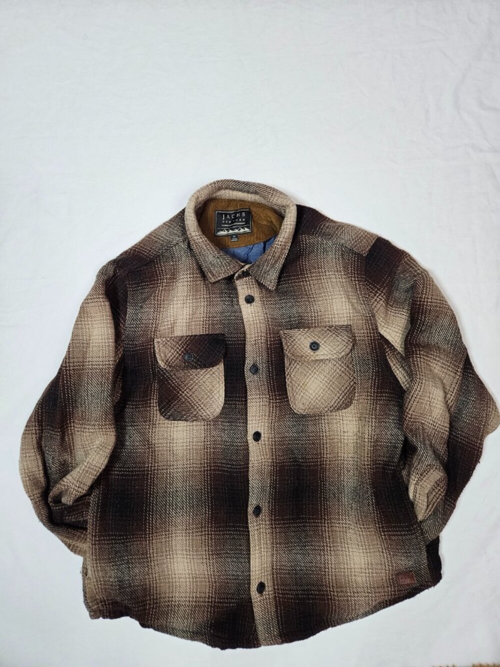 JACH's New York Brown Plaid Lined Shirt Jacket Shacket Mens XL Outdoor Flannel🌲